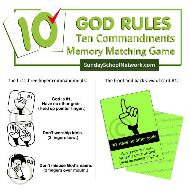 God Rules Ten Commandments Memory Matching Card Game